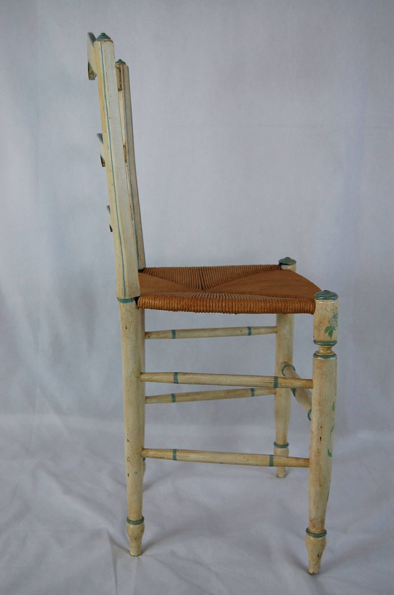 Wood Painted Rush Seat Side Chair