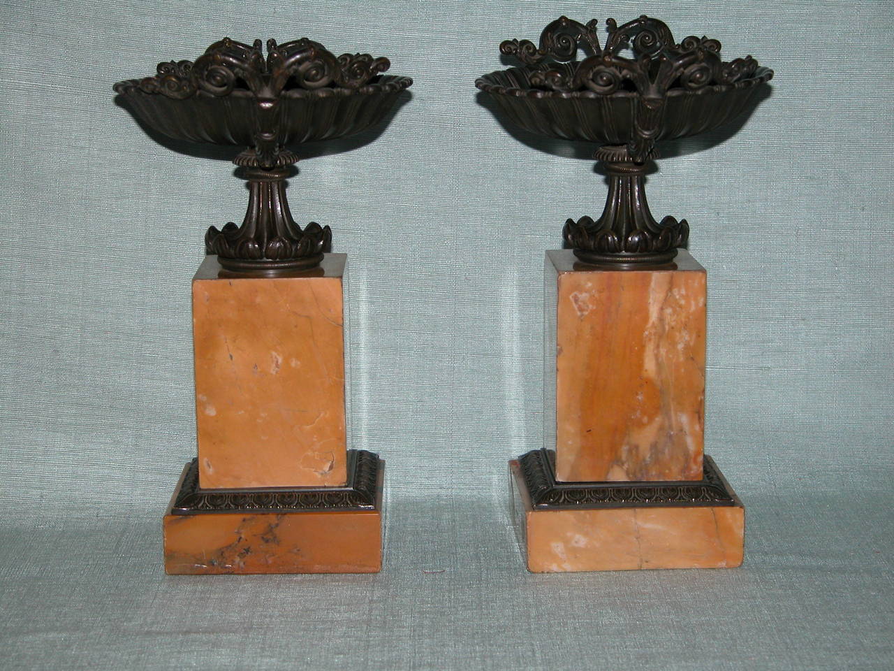 Pair Charles X Sienna Marble and Bronze (