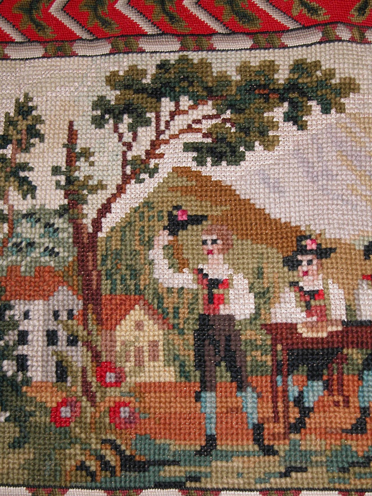 Late 19th Century Early 20th Century Needlepoint Runner Depicting Austrian Figures