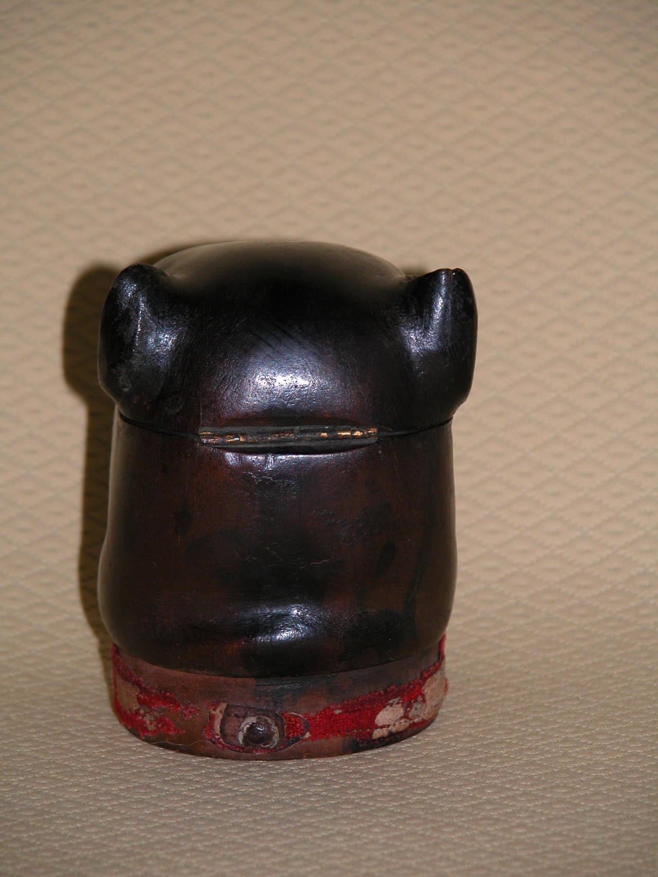 19th Century Hand-Carved Wood Inkwell in Form of Pug or Bulldog