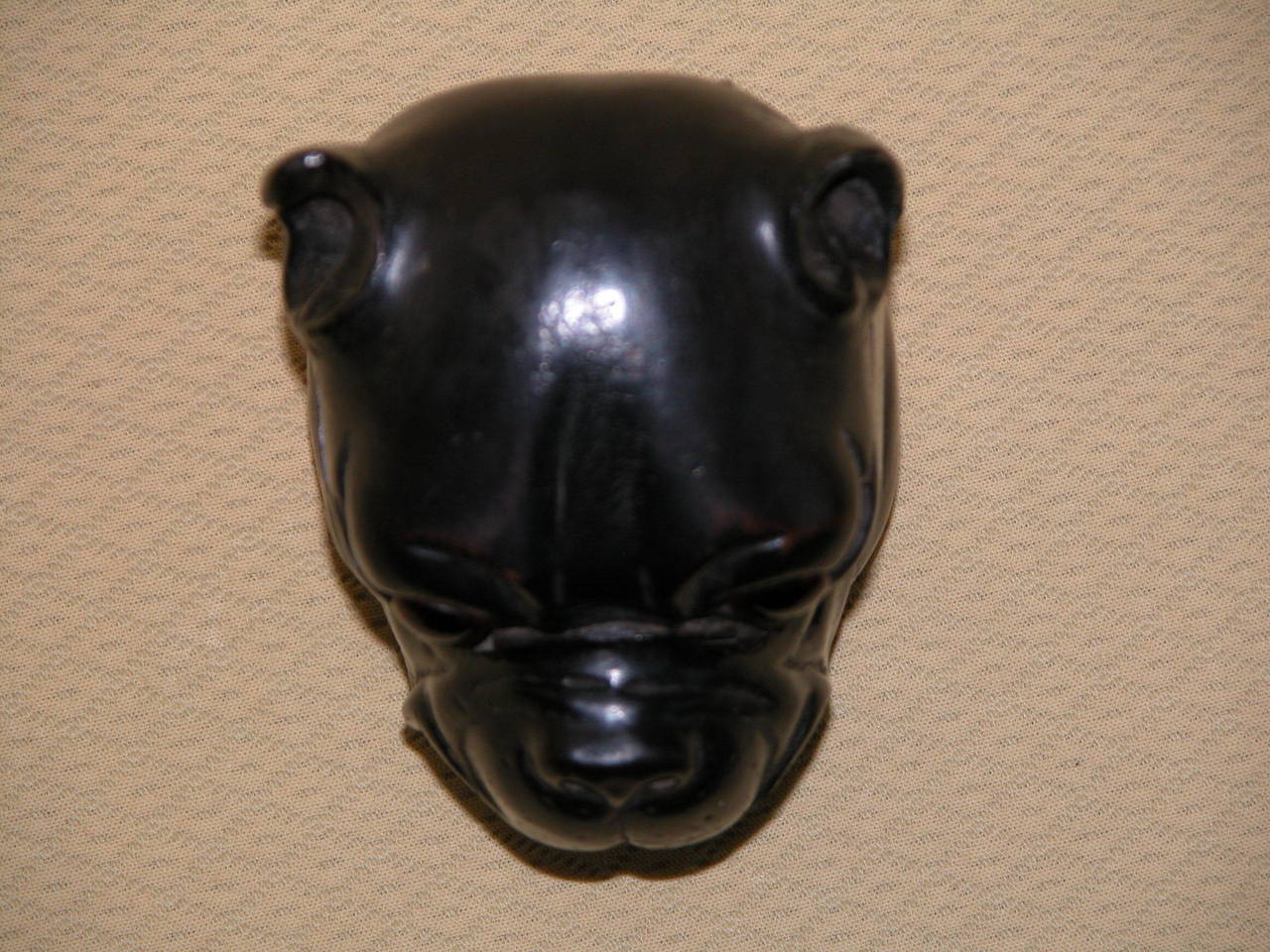Hand-Carved Wood Inkwell in Form of Pug or Bulldog 2