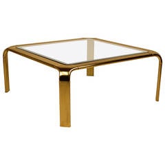 Radiant Mastercraft for Widdicomb Brass and Glass Waterfall Edge Cocktail Table