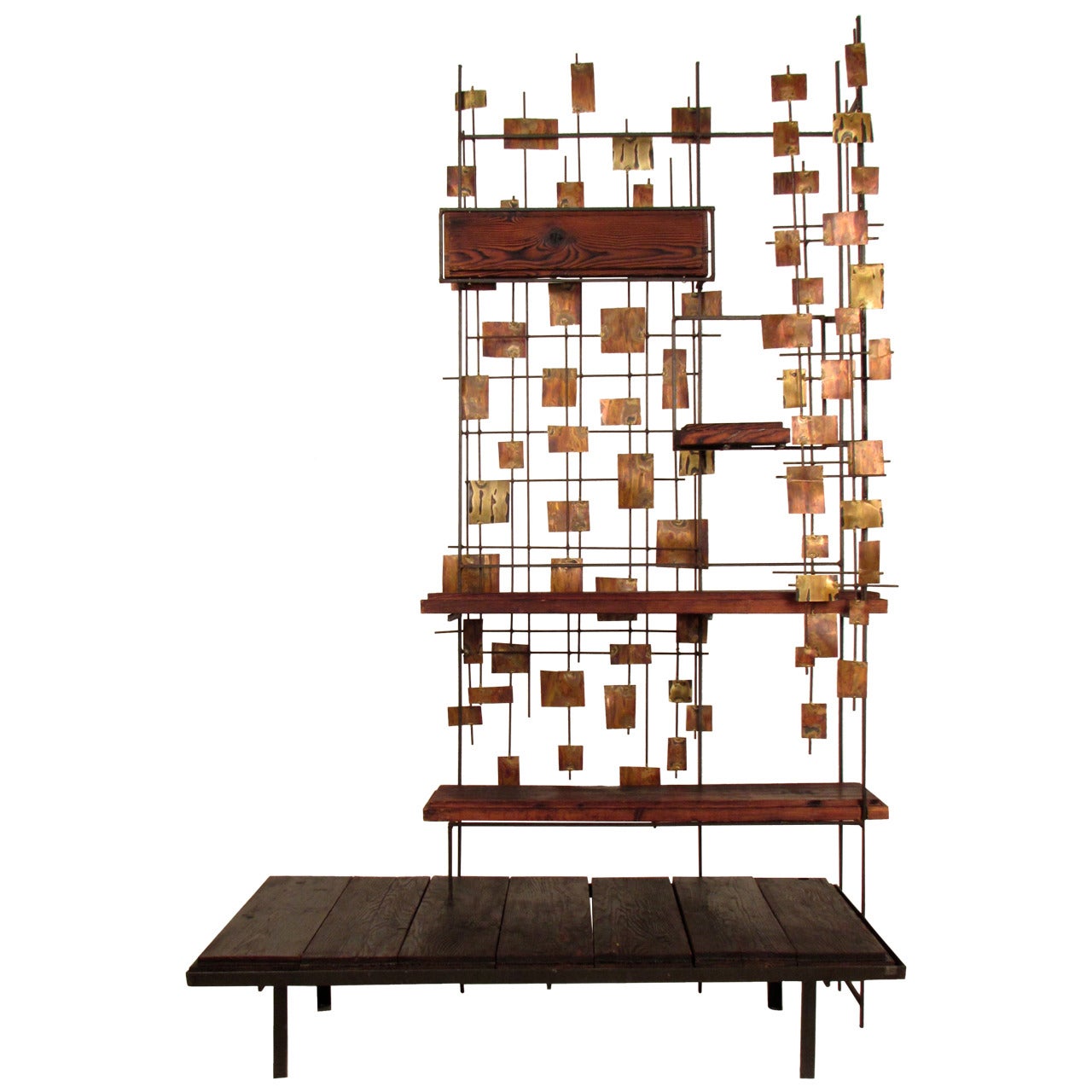Unique Studio Made Brutalist Room Divider or Hall Tree