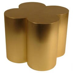Custom Brushed Brass Quatrefoil Table Base by Refine Modern Studio