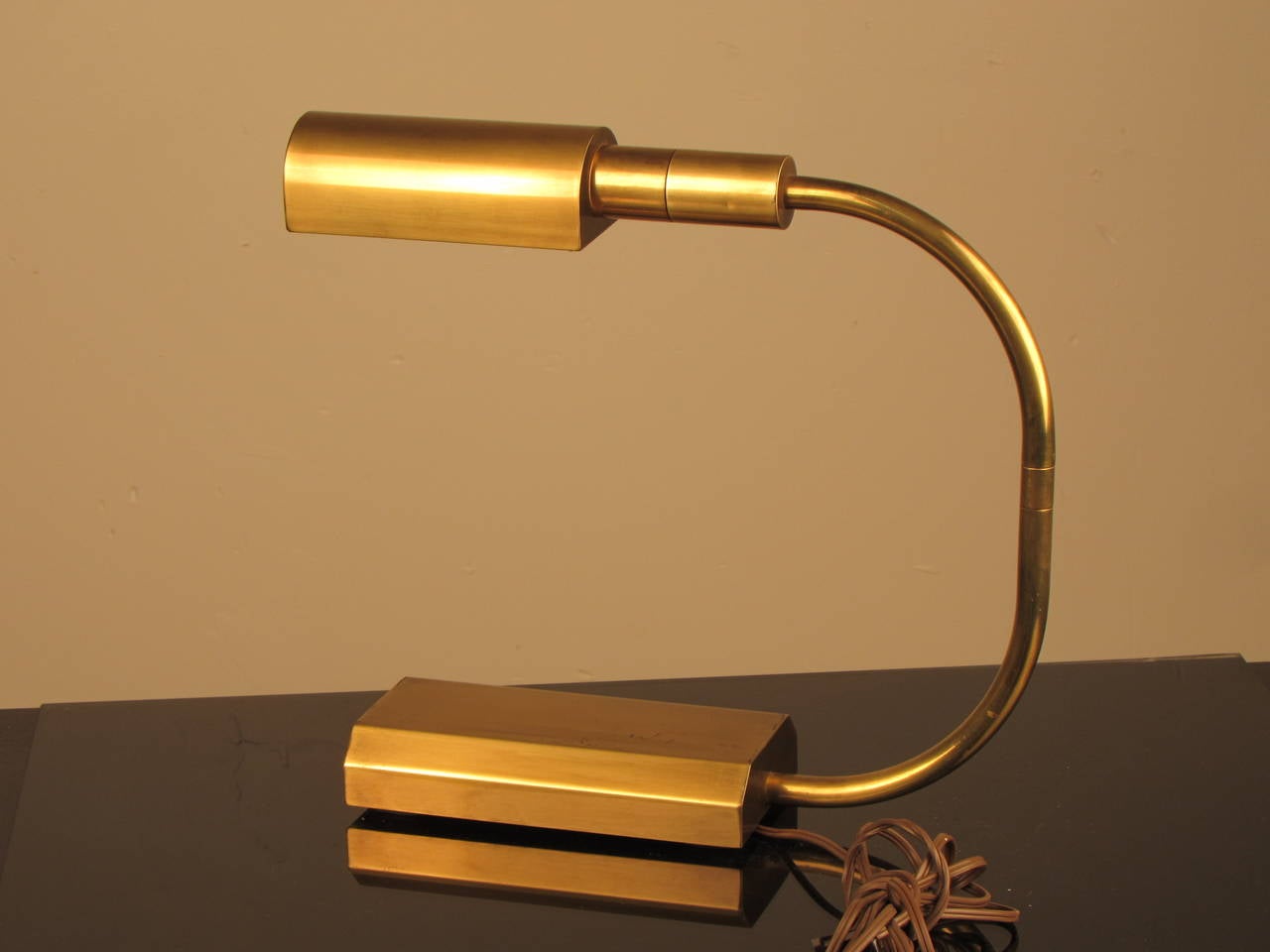 American Sleek Bauhaus Inspired Brass Desk Lamp by Chapman