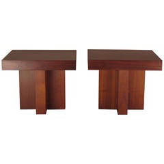Pair of Architectural Milo Baughman for Thayer Coggin Walnut Tables