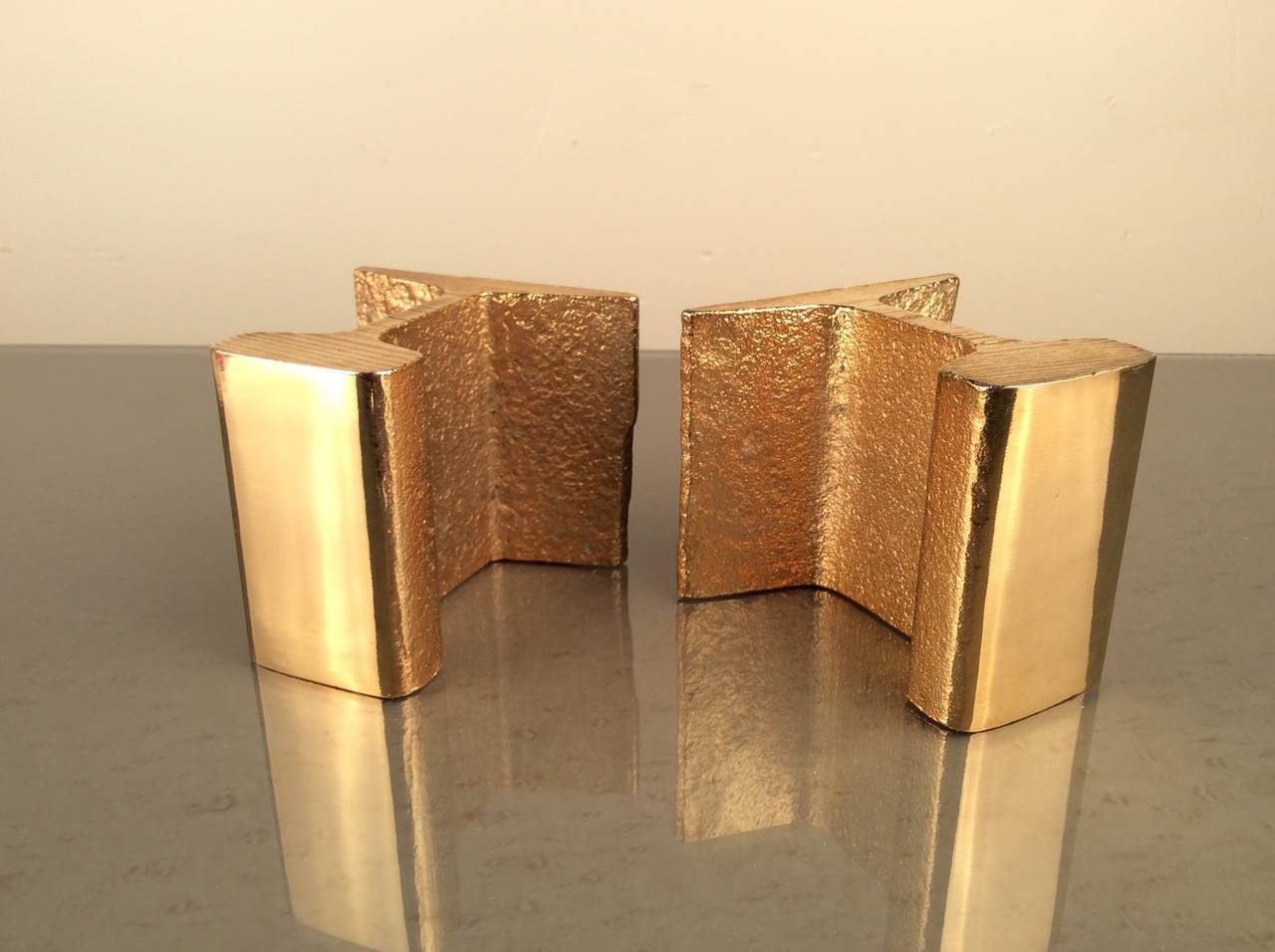 Mid-20th Century Industrial Glam 24k Gold Plated Railroad Tie Bookends