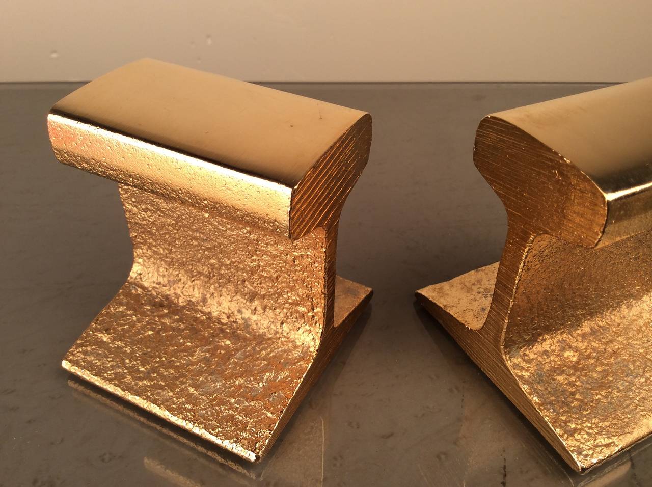 Industrial Glam 24k Gold Plated Railroad Tie Bookends 2