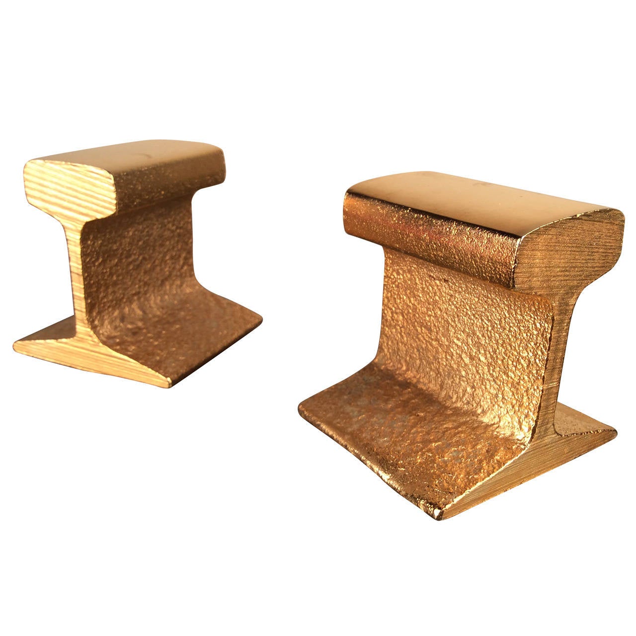 Industrial Glam 24k Gold Plated Railroad Tie Bookends at 1stdibs