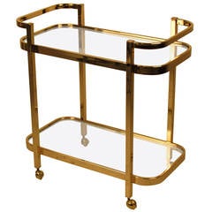 Milo Baughman Brass + Glass Bar Cart for Thayer Coggin