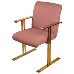 Architectural Brass Desk Chair By Directional (3 Available)