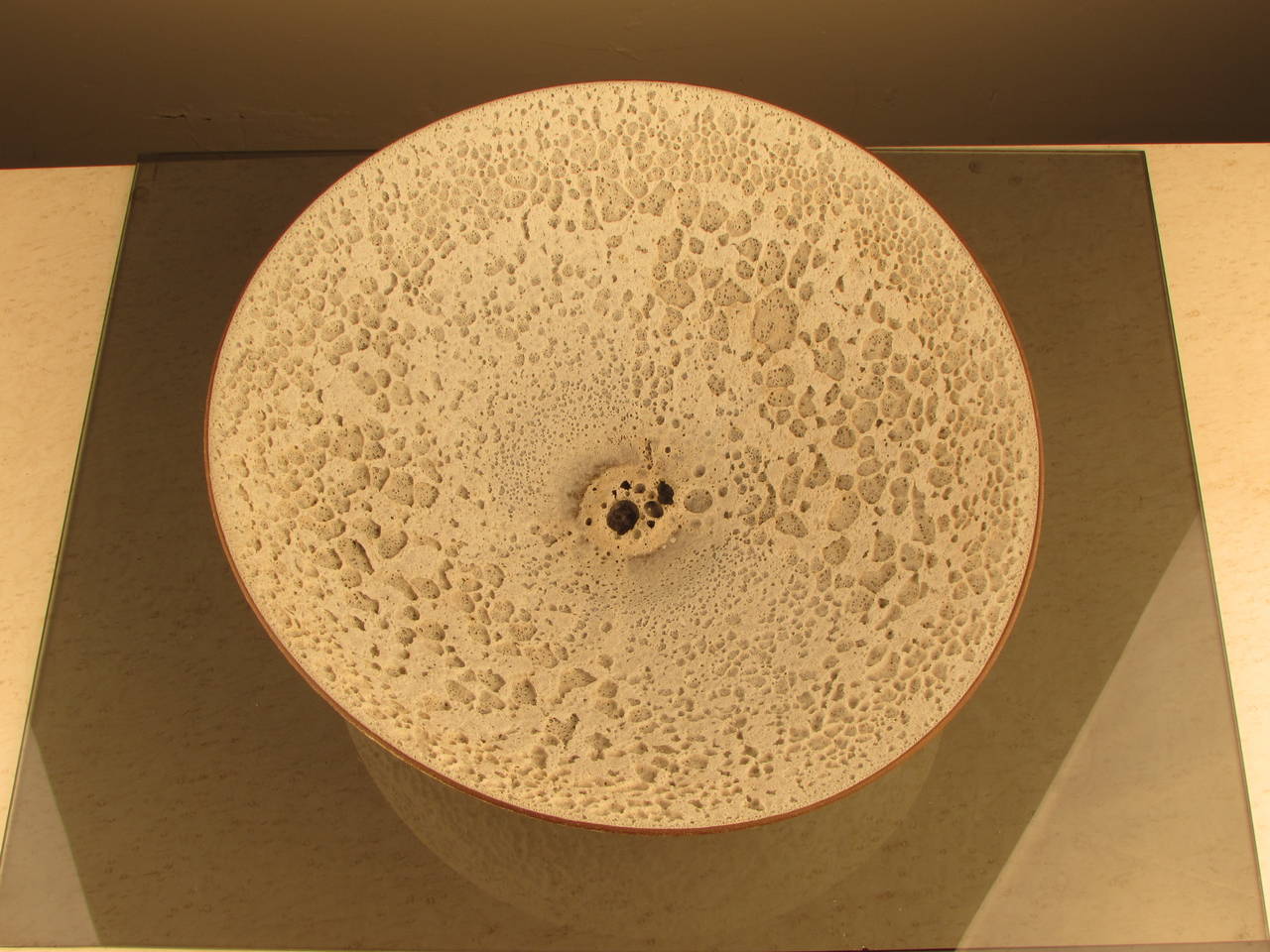 Contemporary Stunning Low Bowl w/ Matte White Crater Glaze by Jeremy Briddell, Studio Potter