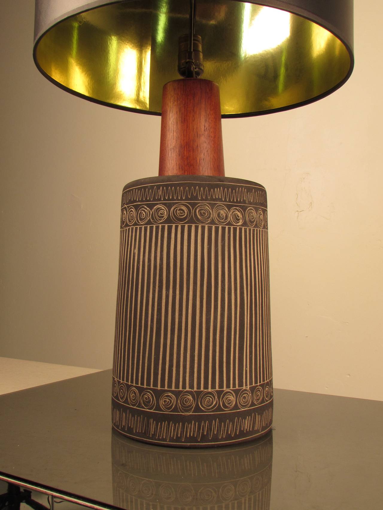 American Incomparable Gordon + Jane Martz Lamp with Incised Decoration