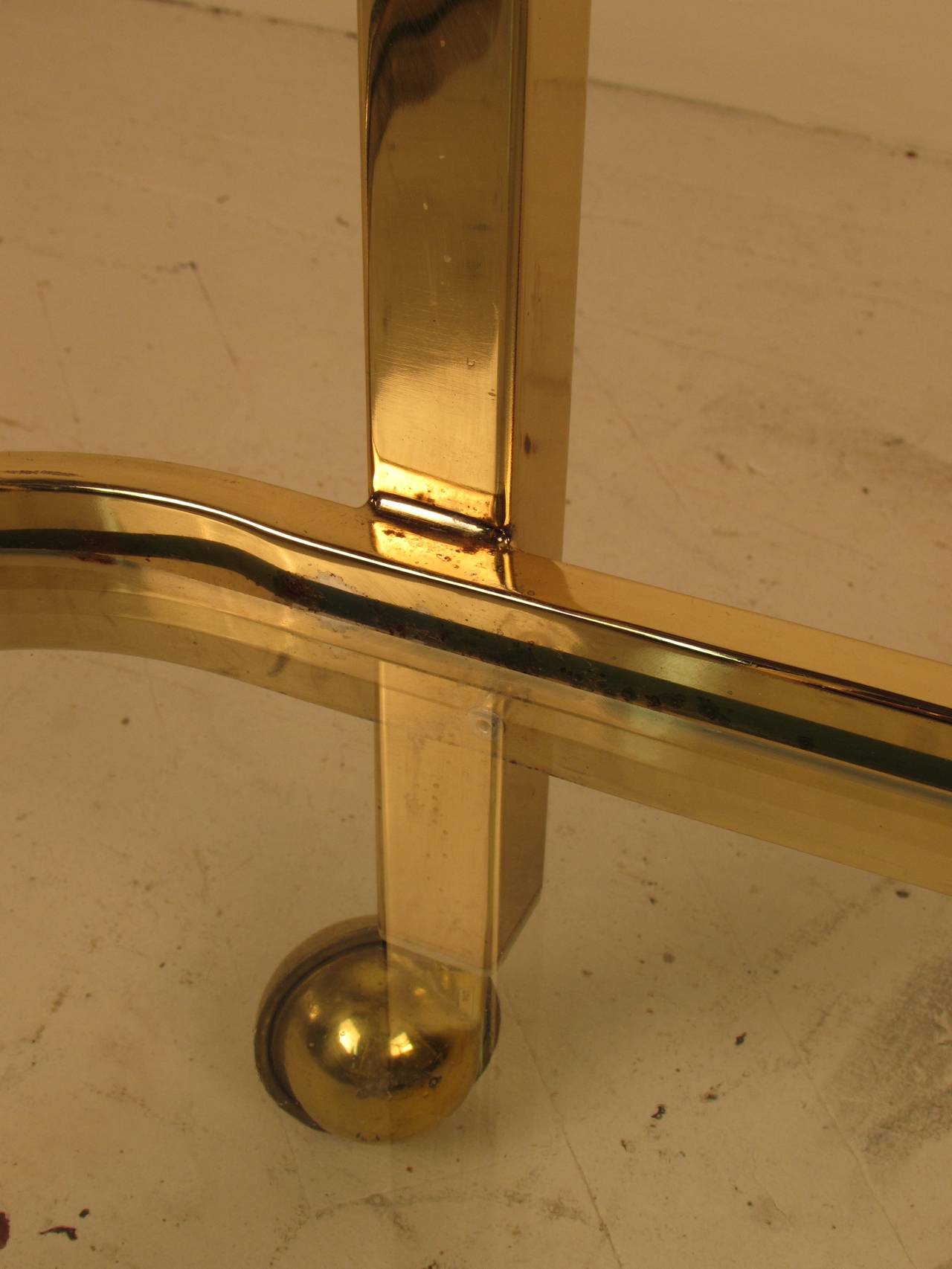Milo Baughman Brass + Glass Bar Cart for Thayer Coggin 1