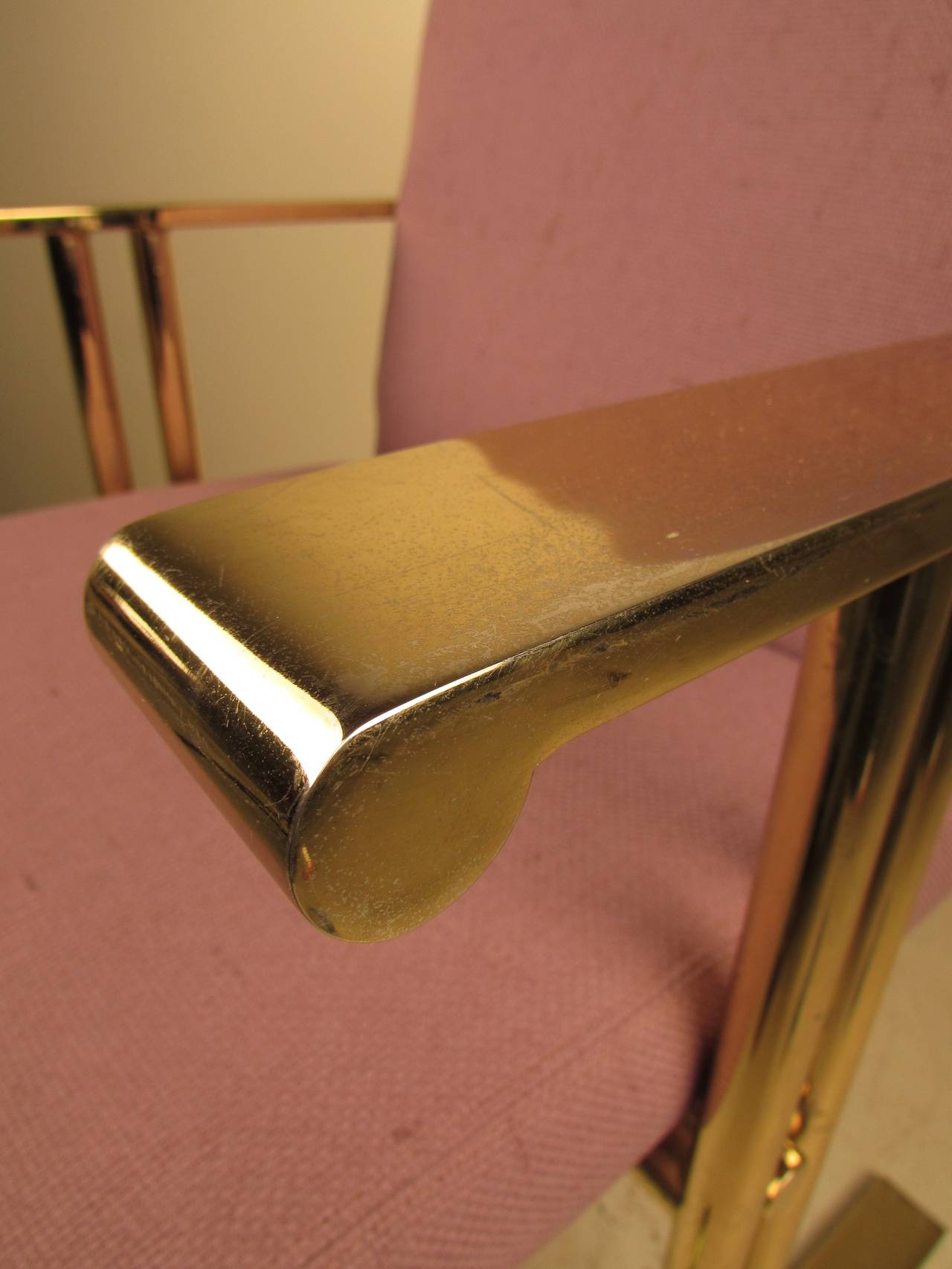 Architectural Brass Desk Chair By Directional (3 Available) In Excellent Condition In New York, NY