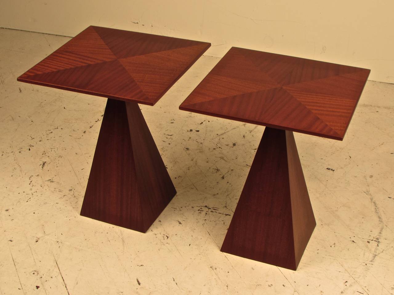 Mid-20th Century Rare, Astounding Side Tables by Harvey Probber in Gleaming Ribbon Mahogany