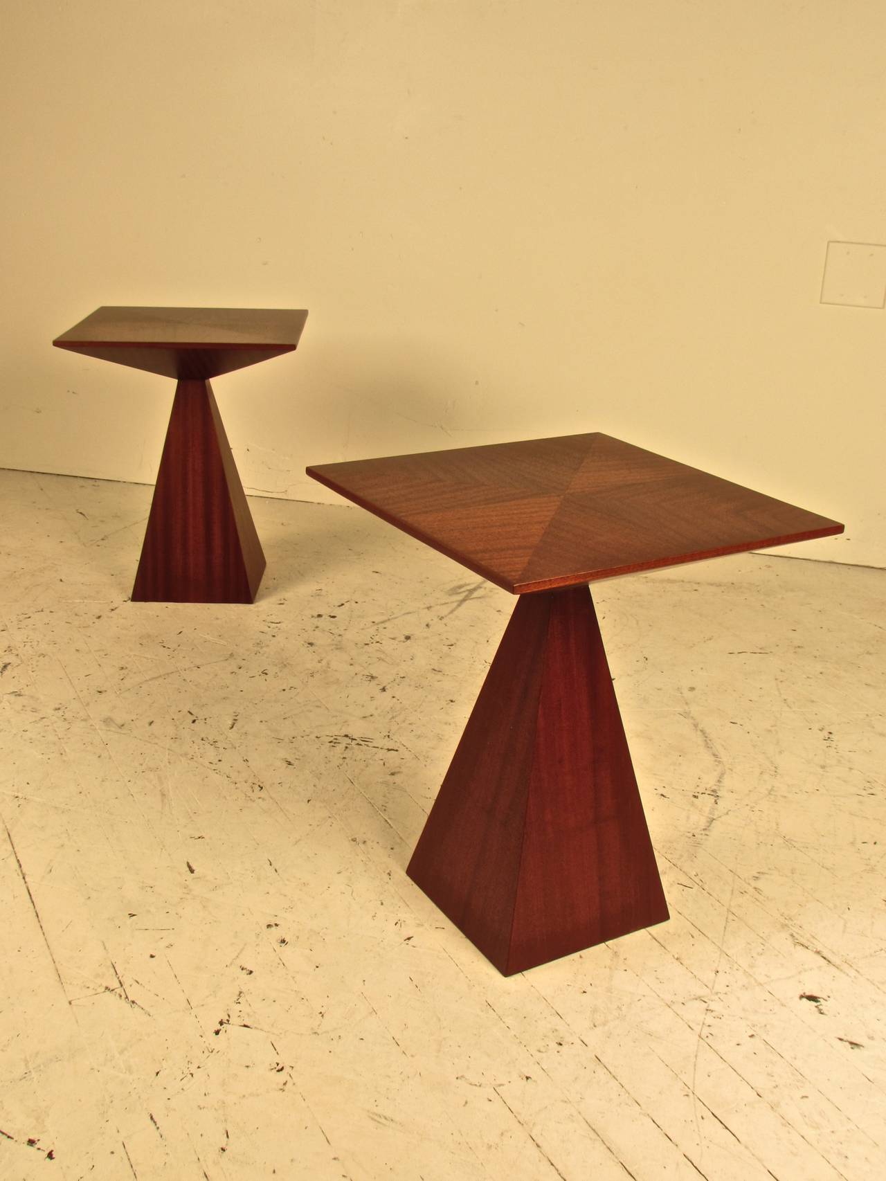 Rare, Astounding Side Tables by Harvey Probber in Gleaming Ribbon Mahogany 1