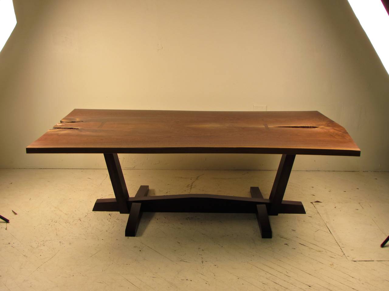 Mid-Century Modern Dramatic Live Edge Black Walnut Dining Table, Handcrafted by Barry Block, 2014