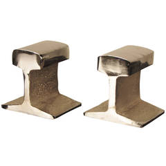 Used Nickel Plated Railroad Tie Bookends