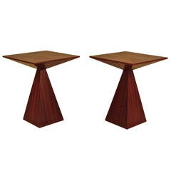 Rare, Astounding Side Tables by Harvey Probber in Gleaming Ribbon Mahogany