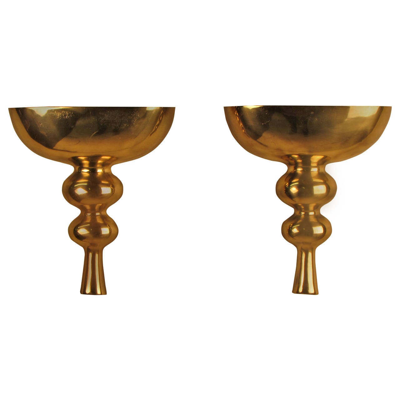 Rare, Pair of Tony Paul Cast Brass Wall Mount Candelabra at