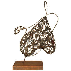 Biomorphic Brutalist Wire Sculpture in the style of Guy Pullen