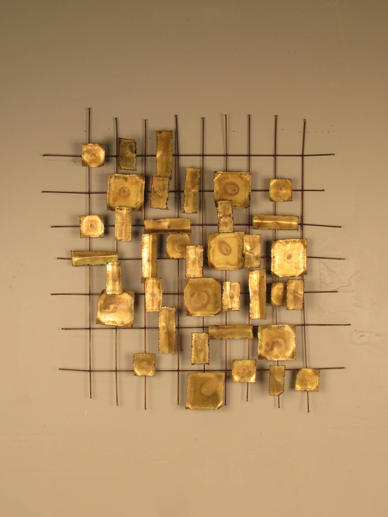 American Delicate Torch Cut and Welded Brutalist Wall Sculpture