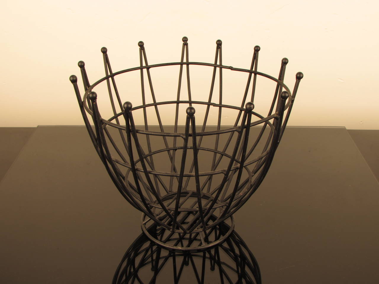 Large Sculptural MidCentury Austrian Wrought Iron Wire Fruit Bowl 1
