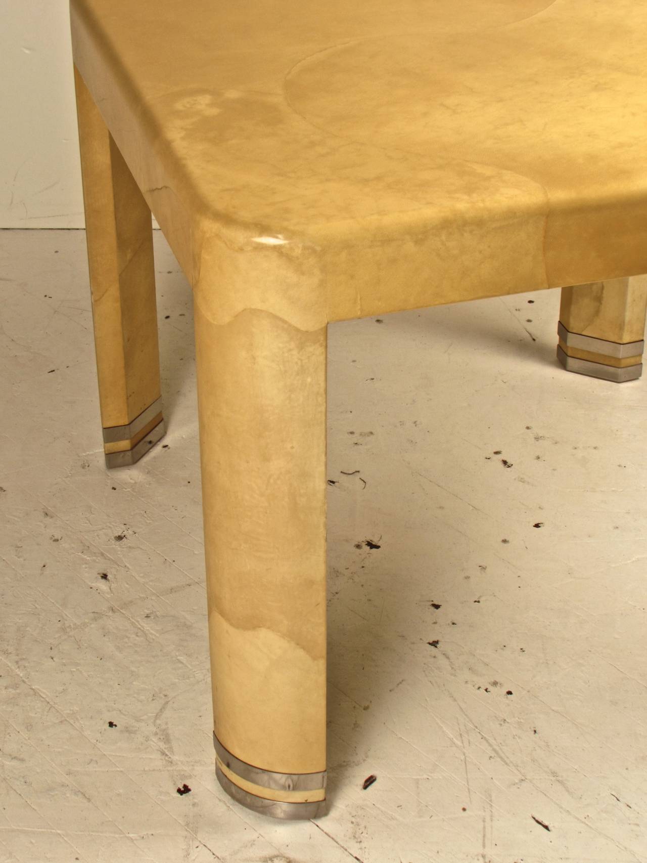 Lacquer and Goat Leather Wrapped Dinette or Game Table