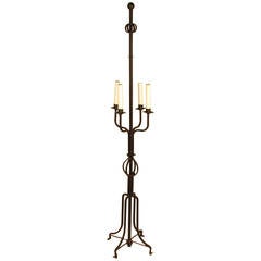 Retro Ornate Tommi Parzinger Wrought Iron Candelabra Floor Lamp