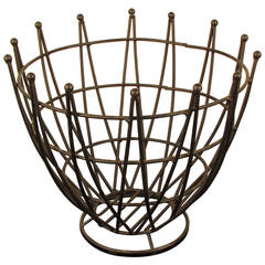 Retro Large Sculptural MidCentury Austrian Wrought Iron Wire Fruit Bowl