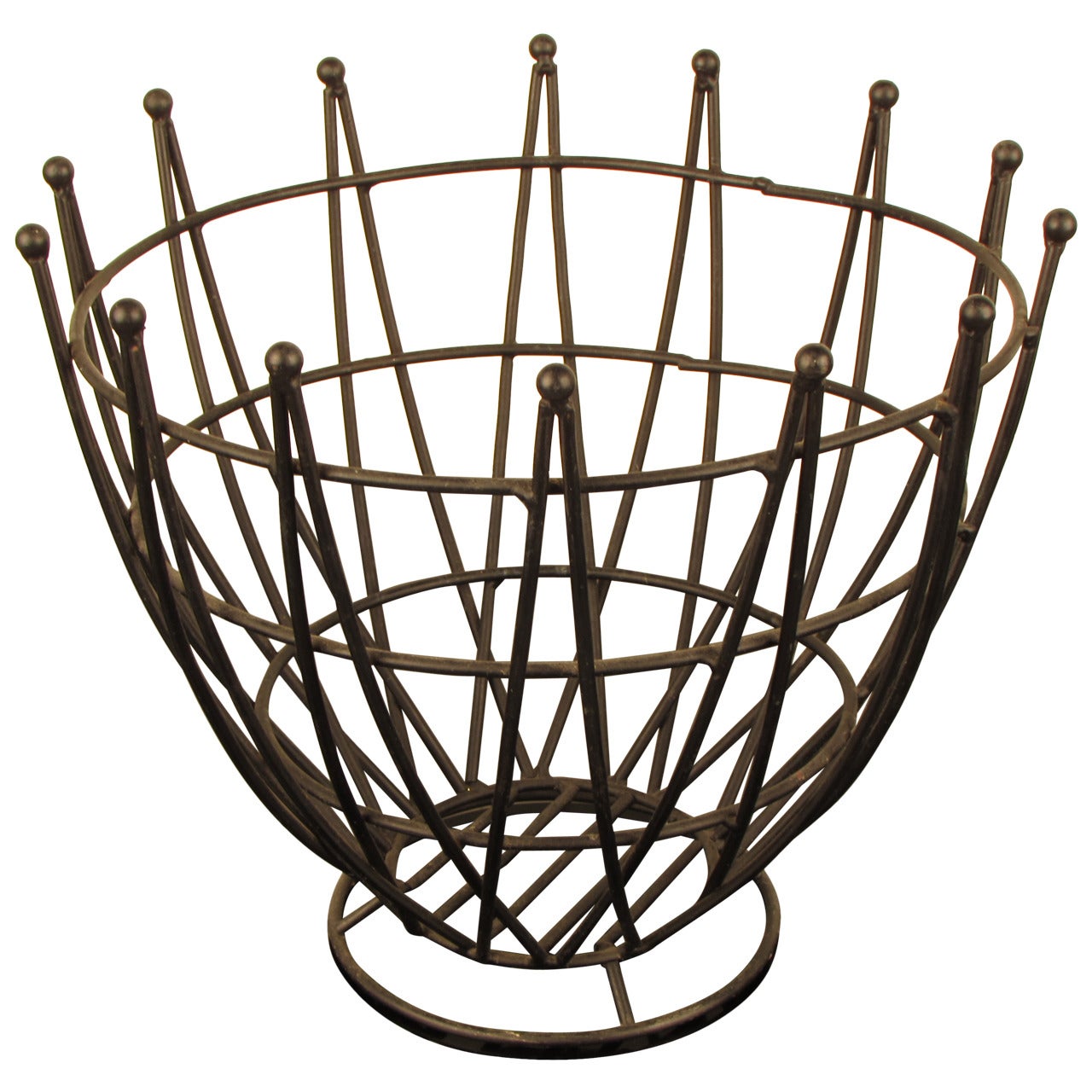 Large Sculptural MidCentury Austrian Wrought Iron Wire Fruit Bowl