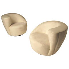 Pair of "Corkscrew" Nautilus Chairs by Vladimir Kagan for Directional