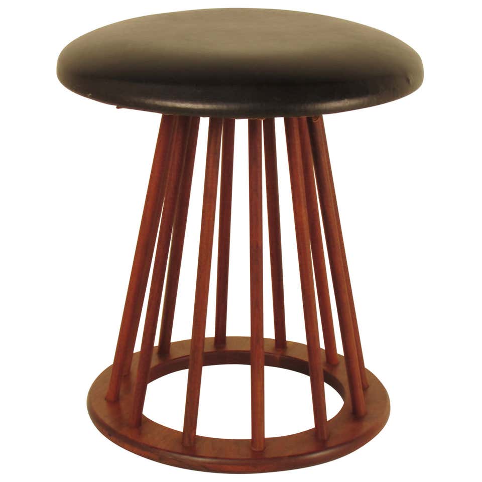 Elegant Danish Modern Teak Spindle Stool by Arthur Umanoff, c1960 at ...