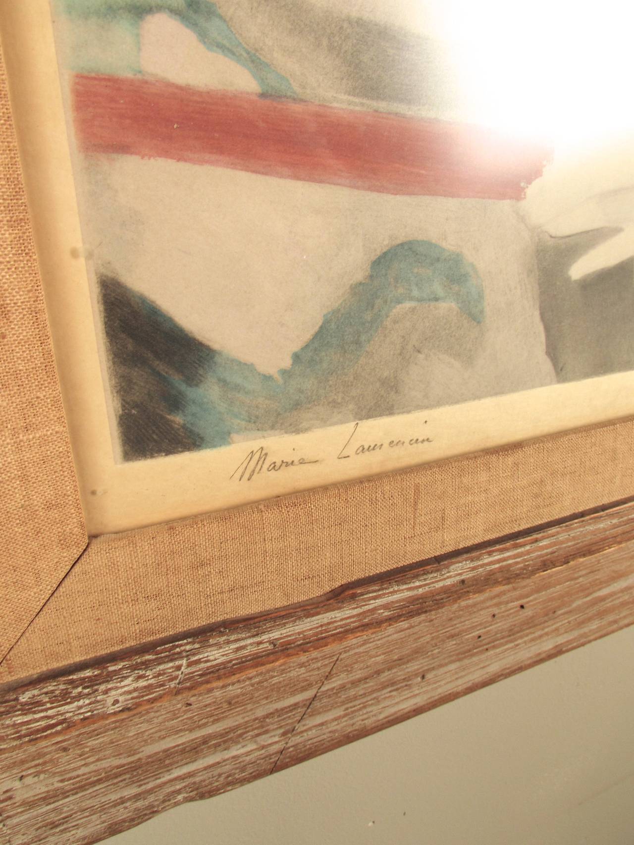 Modern Exceptional Signed Marie Laurencin Hand Colored Aquatint, Woman, Child and Dog