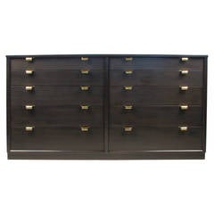 Custom Charcoal Stained Ten-Drawer Chest by Edward Wormley