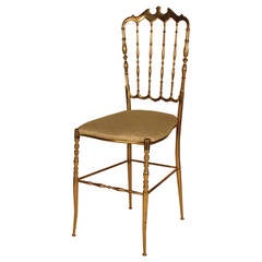 Antique Brass Vanity or Desk Chair by Chiavari