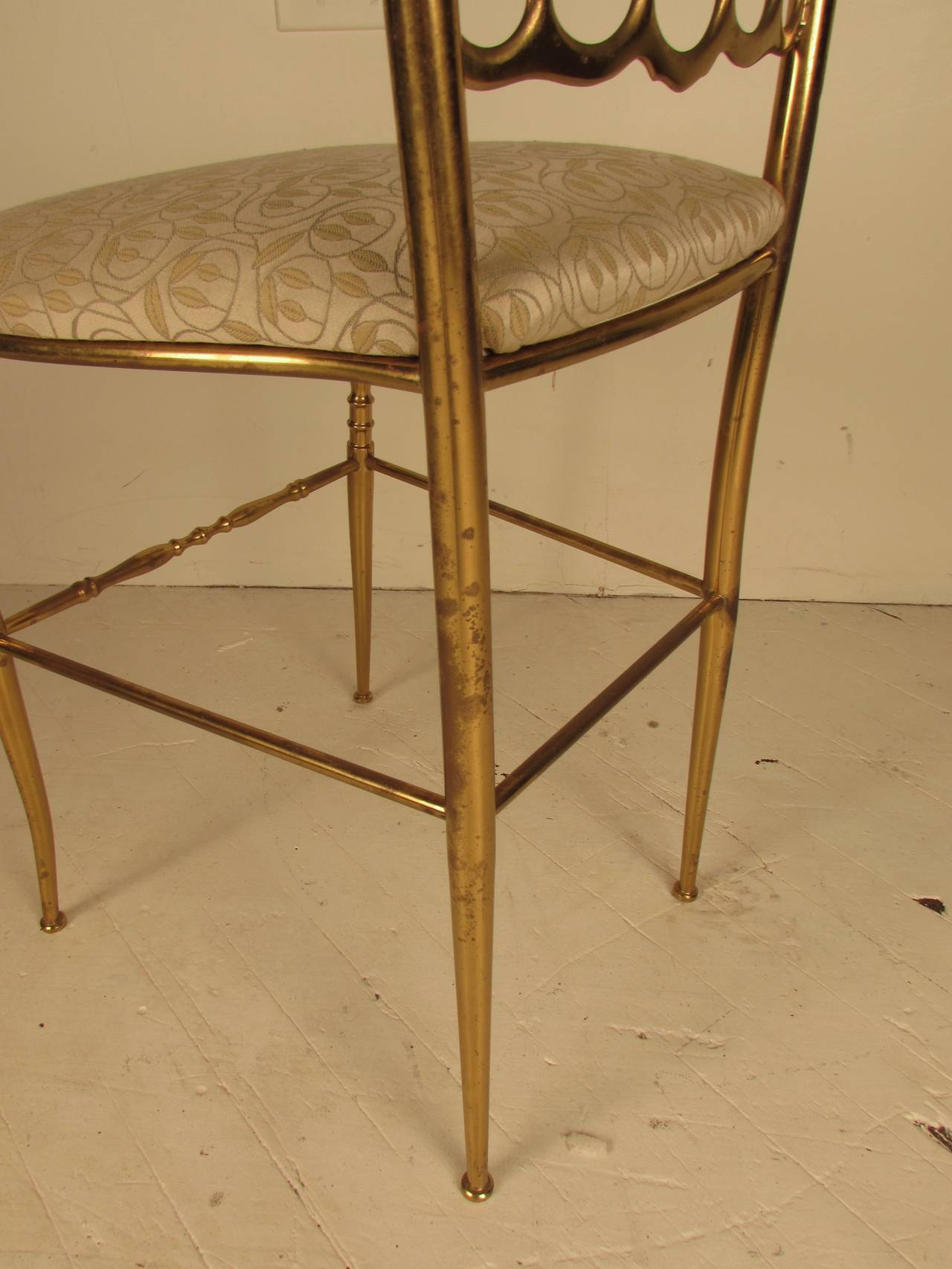 Hollywood Regency Brass Vanity or Desk Chair by Chiavari