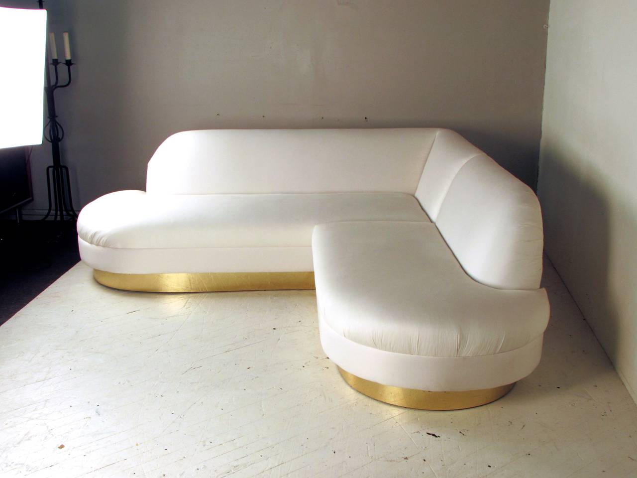 Mid-Century Modern Rare, Glamorous Adrian Pearsall Sofa with Brass Base for Comfort Designs, Inc