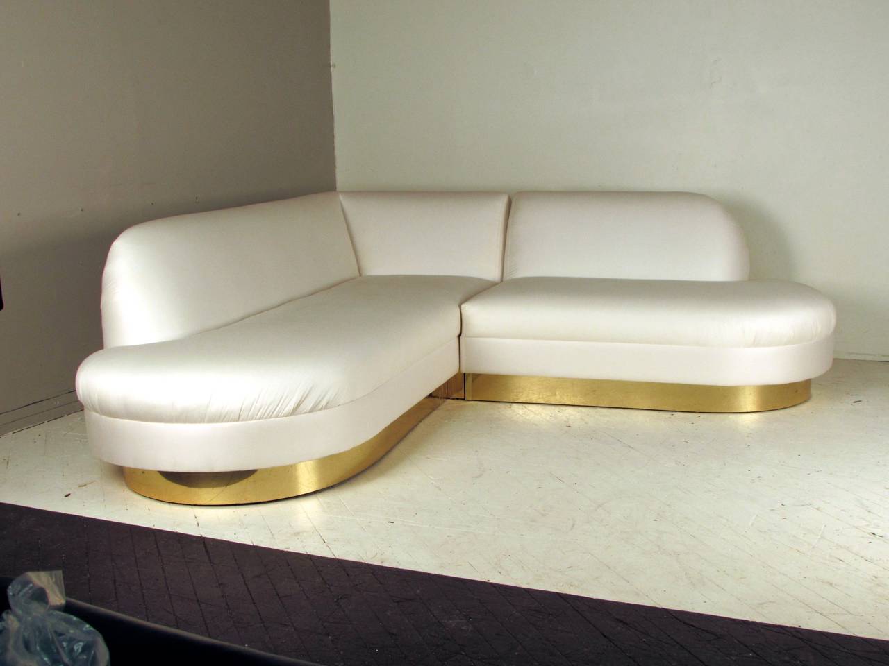 American Rare, Glamorous Adrian Pearsall Sofa with Brass Base for Comfort Designs, Inc