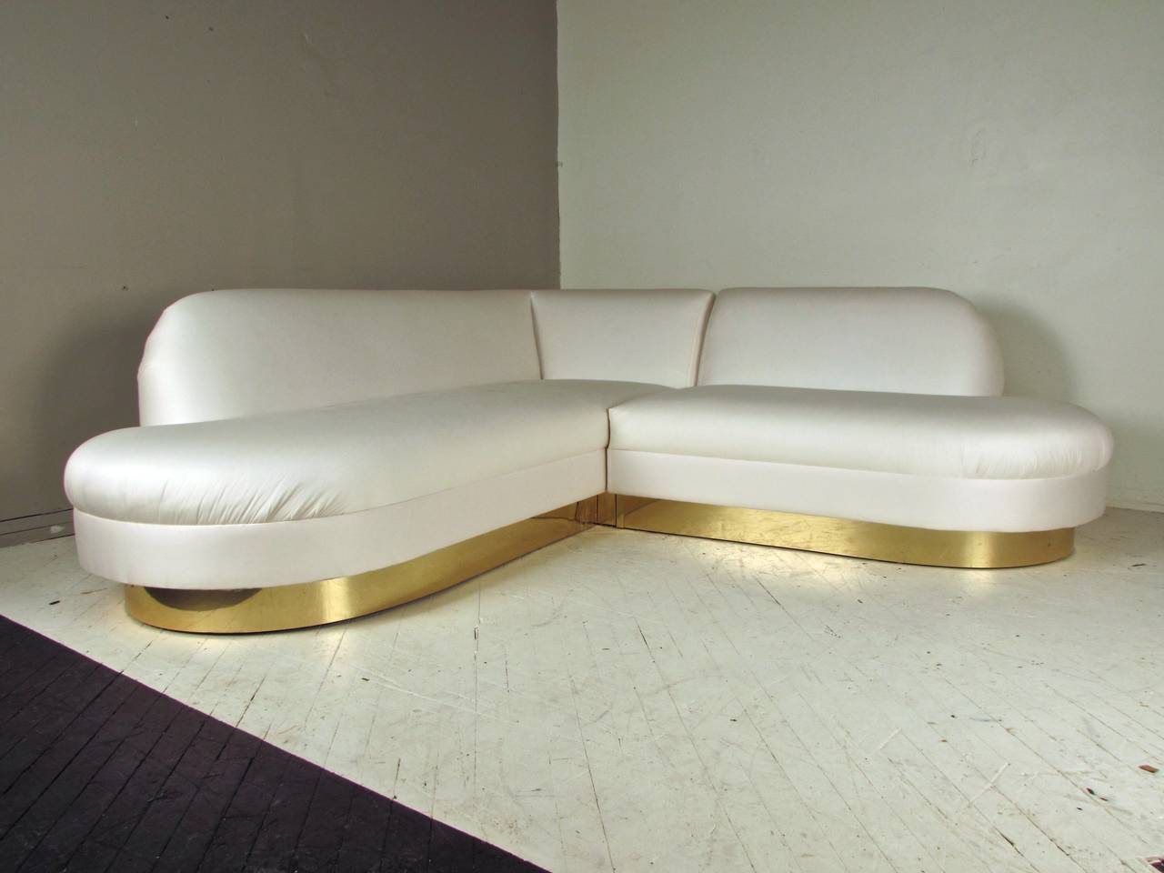 Late 20th Century Rare, Glamorous Adrian Pearsall Sofa with Brass Base for Comfort Designs, Inc