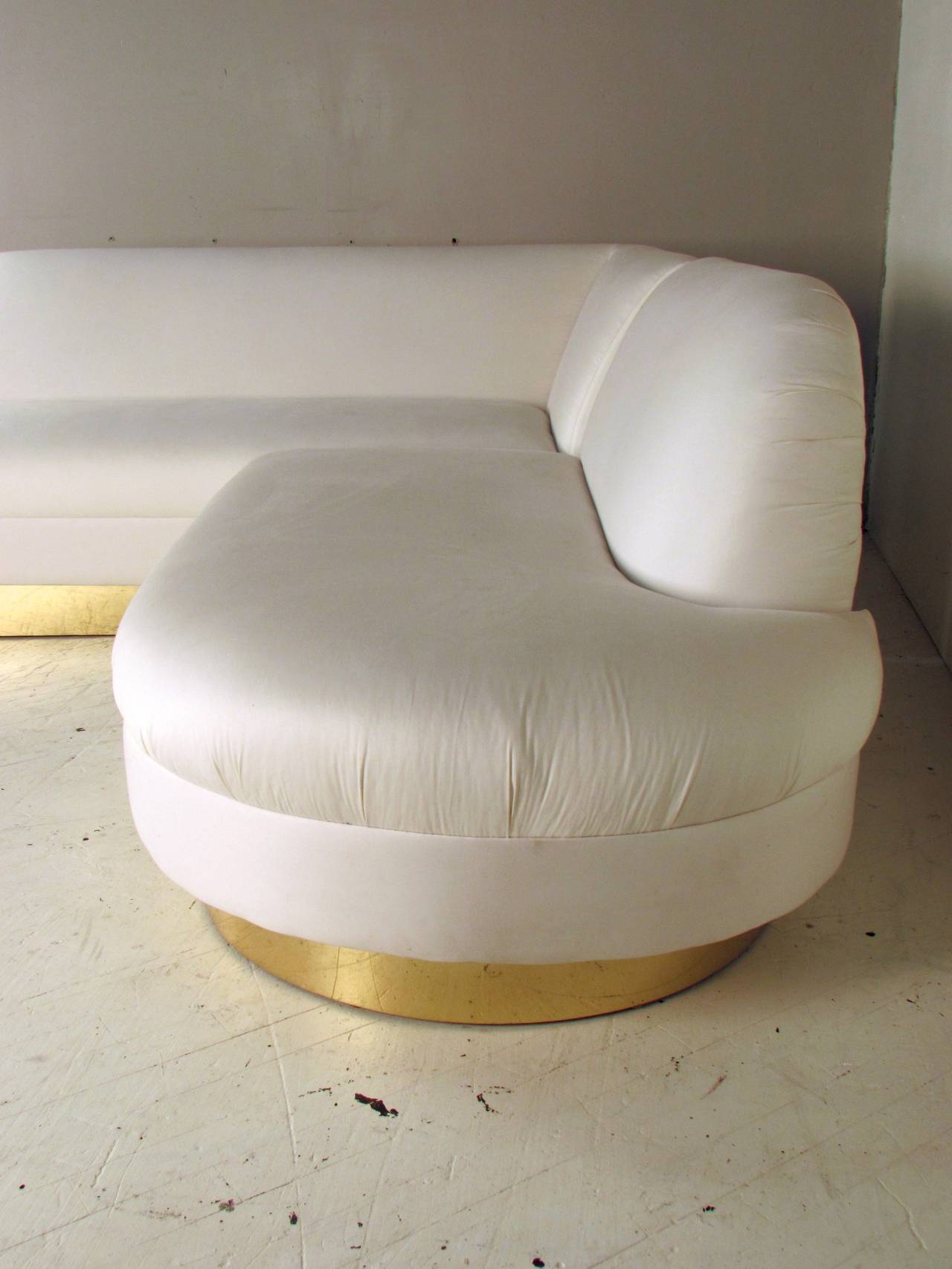 Rare, Glamorous Adrian Pearsall Sofa with Brass Base for Comfort Designs, Inc 2