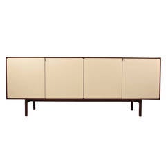 Sleek Florence Knoll Midcentury Walnut and Lacquer Credenza
