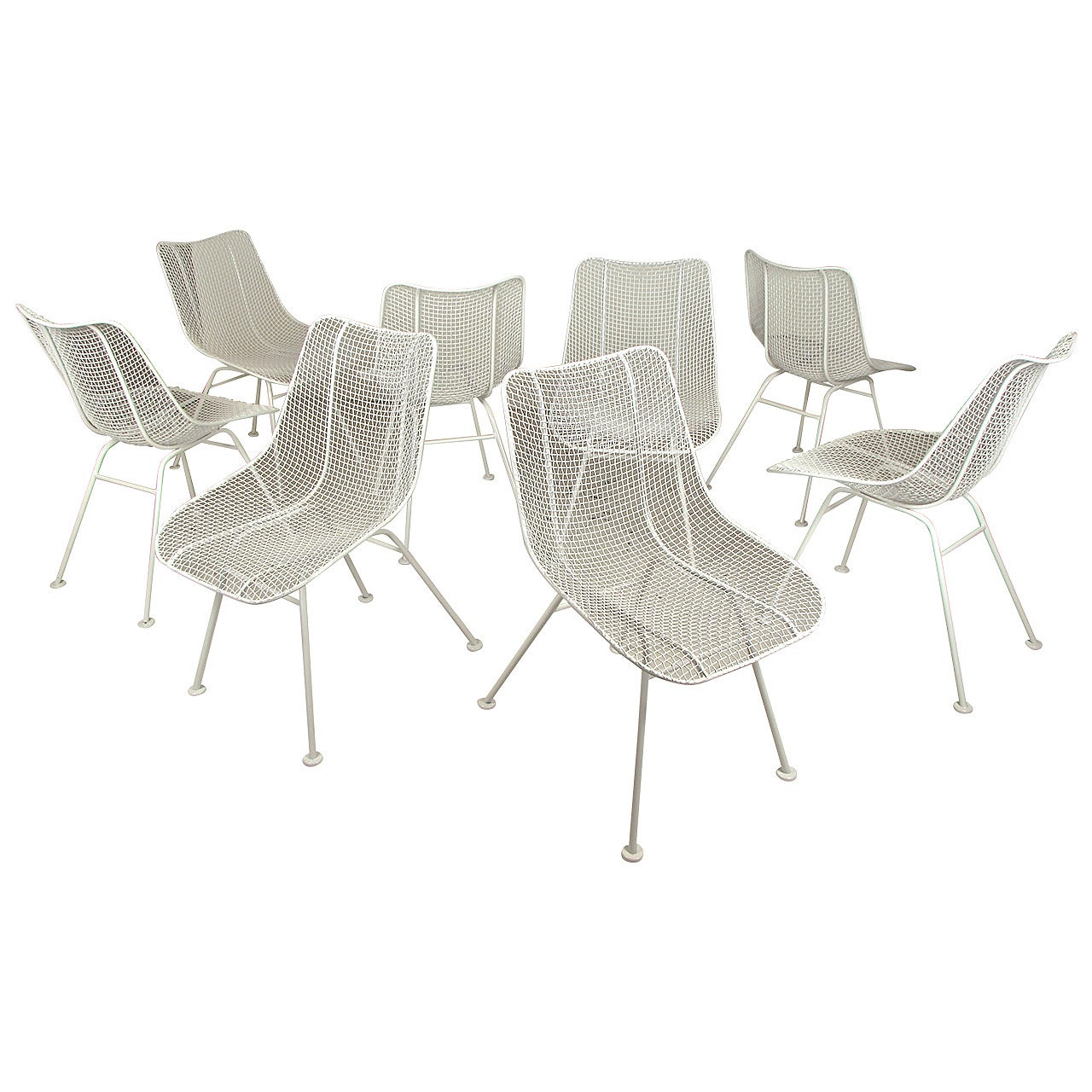 Set of Eight Wire Mesh Sculptura Chairs by Woodard Furniture