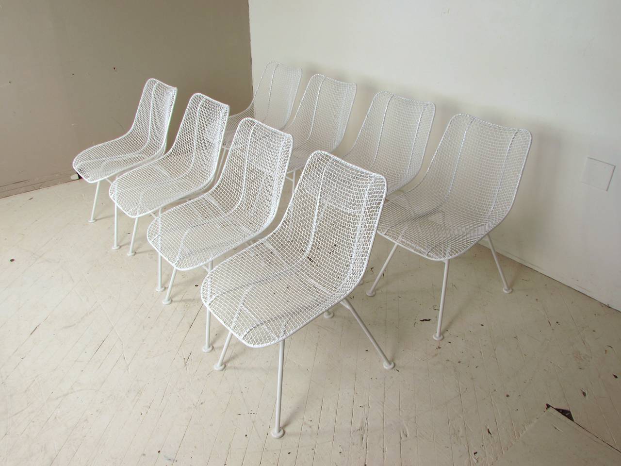 American Set of Eight Wire Mesh Sculptura Chairs by Woodard Furniture
