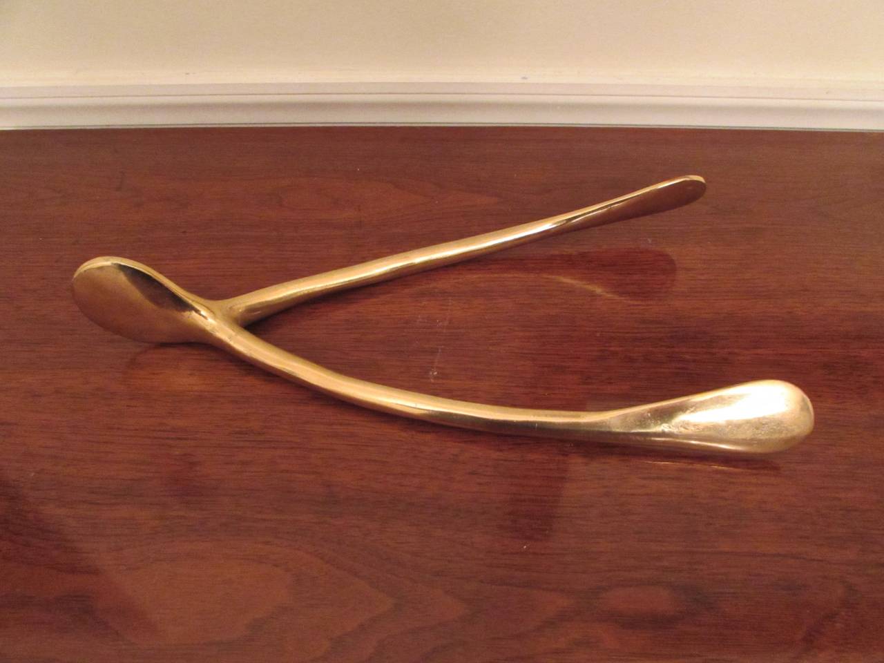 Cast Massive Anatomical Brass Wishbone Objet or Paperweight, Carl Auböck Style