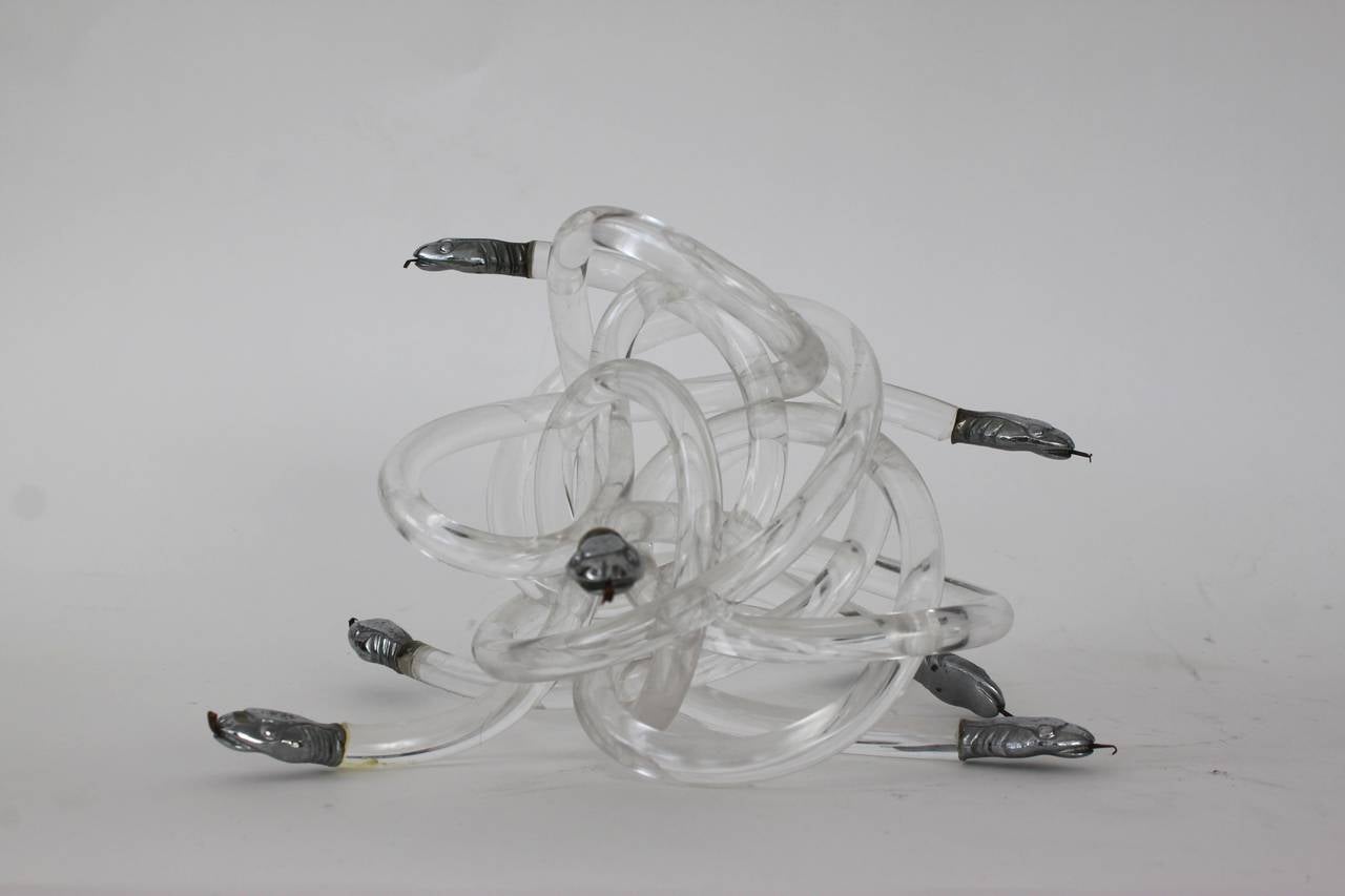 Hollywood Regency Eight-Headed Lucite Snake Sculpture after Dorothy Thorpe