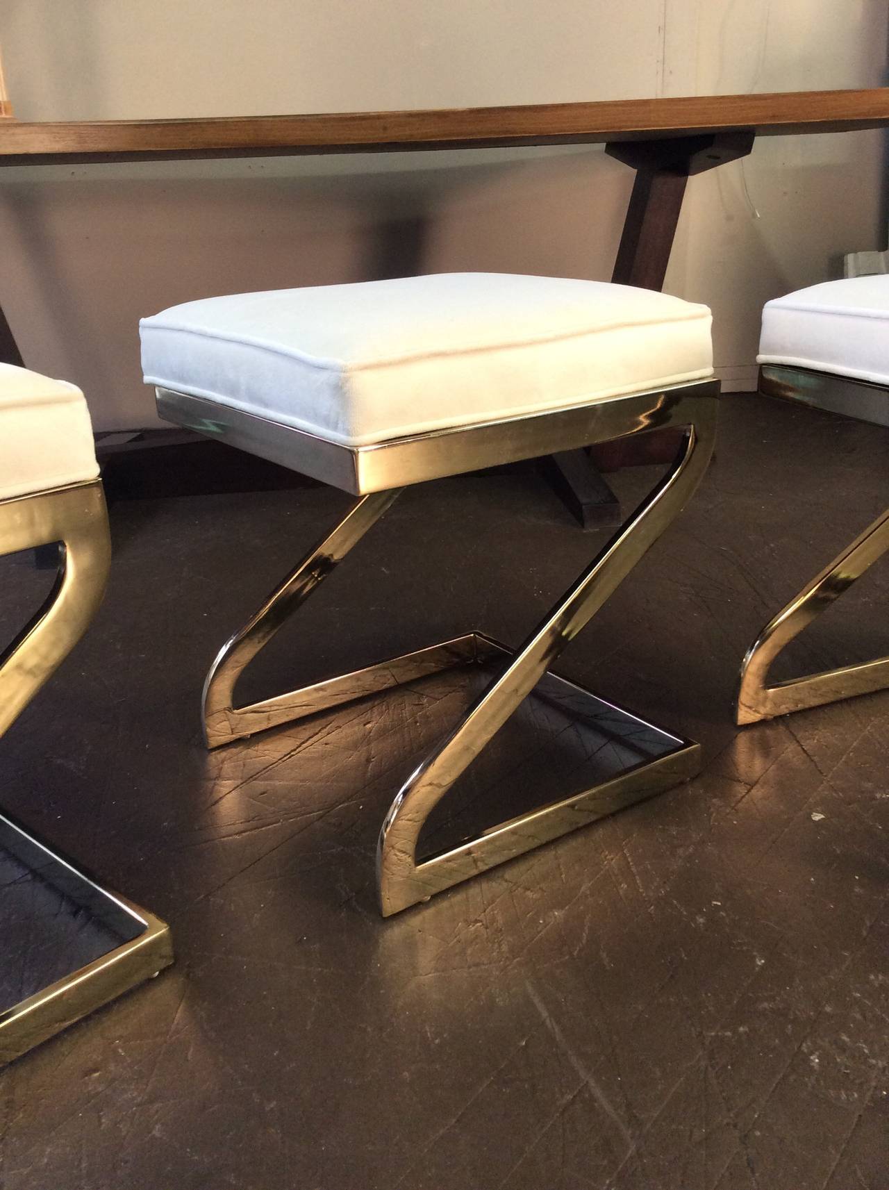 Mid-Century Modern Magnificent Trio of Cantilevered Brass 