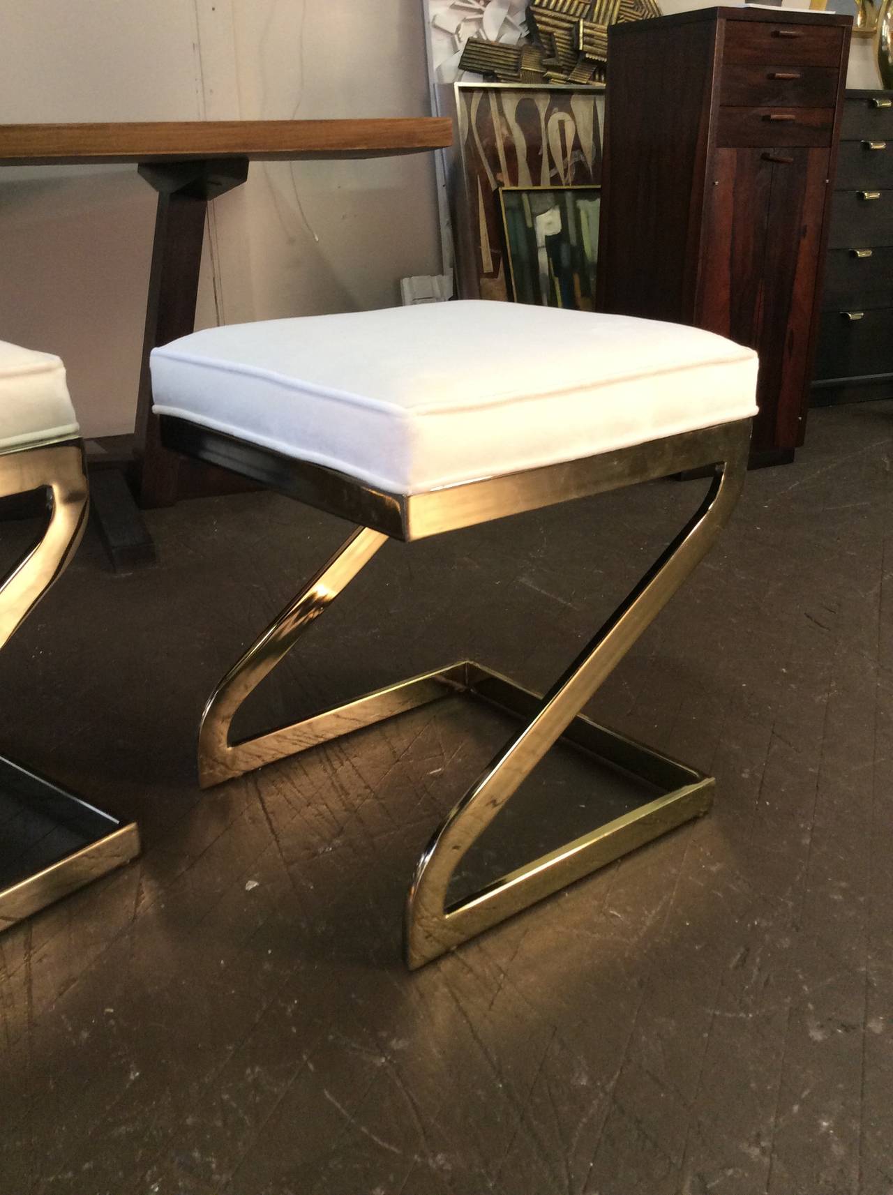 American Magnificent Trio of Cantilevered Brass 