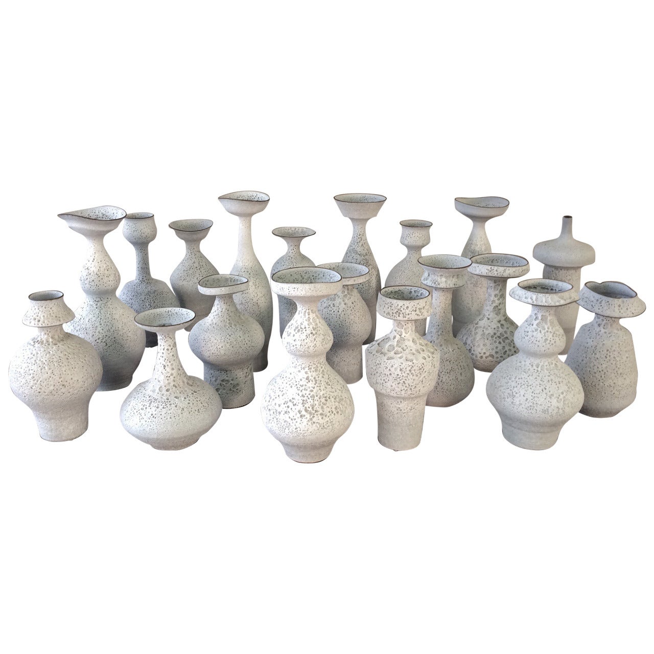 Masterful Studio Pottery Vases in a White Crater Glaze by Jeremy Briddell, 2015